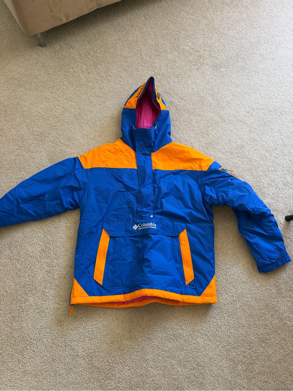 Columbia Blue and Orange Men's Ski Pullover Jacket